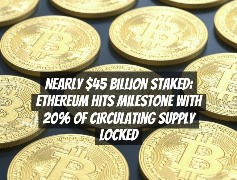 Nearly $45 Billion Staked: Ethereum Hits Milestone with 20% of Circulating Supply Locked